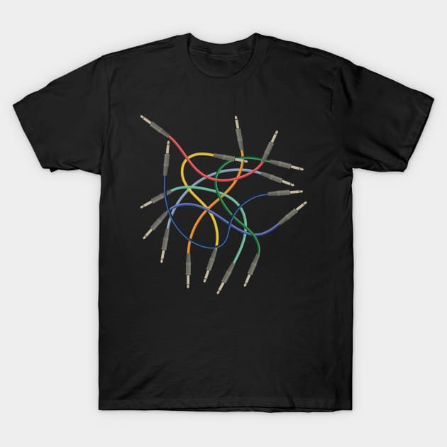 Modular Synthesizer Audio Engineer Mixer Cables T-Shirt by All-About-Words